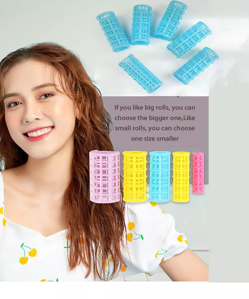 Pack of 6 Large Self-Grip Hair Rollers – Easy DIY Curlers for Straight Hair - Get deals pk