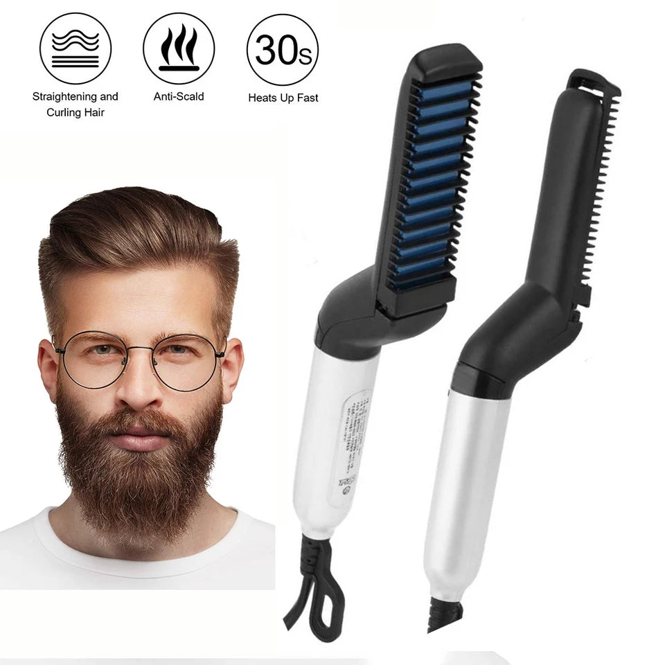 Hair & Beard Straightener Modeling Comb – Quick Heat Styling Brush for Men -  Get deals pk