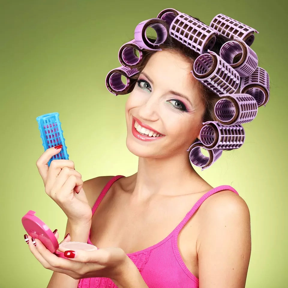 Pack of 6 Large Self-Grip Hair Rollers – Easy DIY Curlers for Straight Hair - Get deals pk