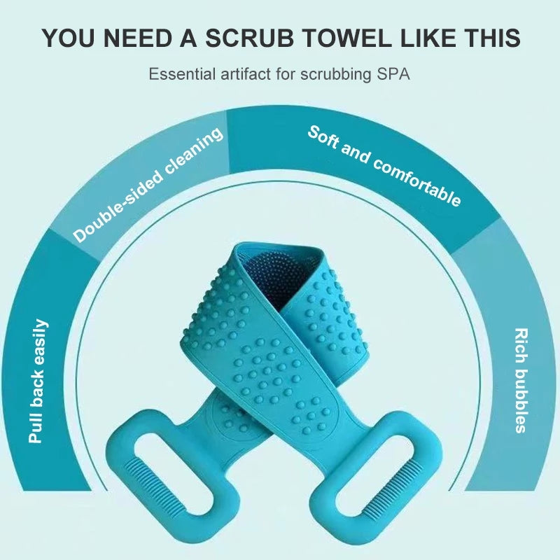 Silicone Back Scrubber – Dual-Sided Exfoliating Strap for Shower & Bath -  Get deals pk