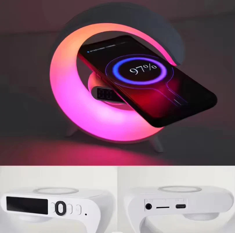 Mini G Type Wireless Charging Alarm Clock & Lamp -  Get deals pk