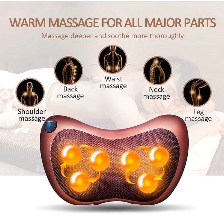 Multifunctional Electric Body Massager Pillow with Heat – Deep Tissue Kneading, 4 Massage Heads for Back, Neck & Shoulder Pain Relief - Get deals pk