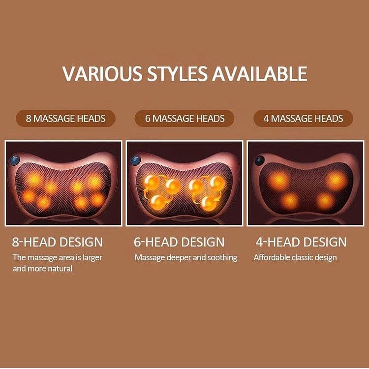 Multifunctional Electric Body Massager Pillow with Heat – Deep Tissue Kneading, 4 Massage Heads for Back, Neck & Shoulder Pain Relief -  Get deals pk