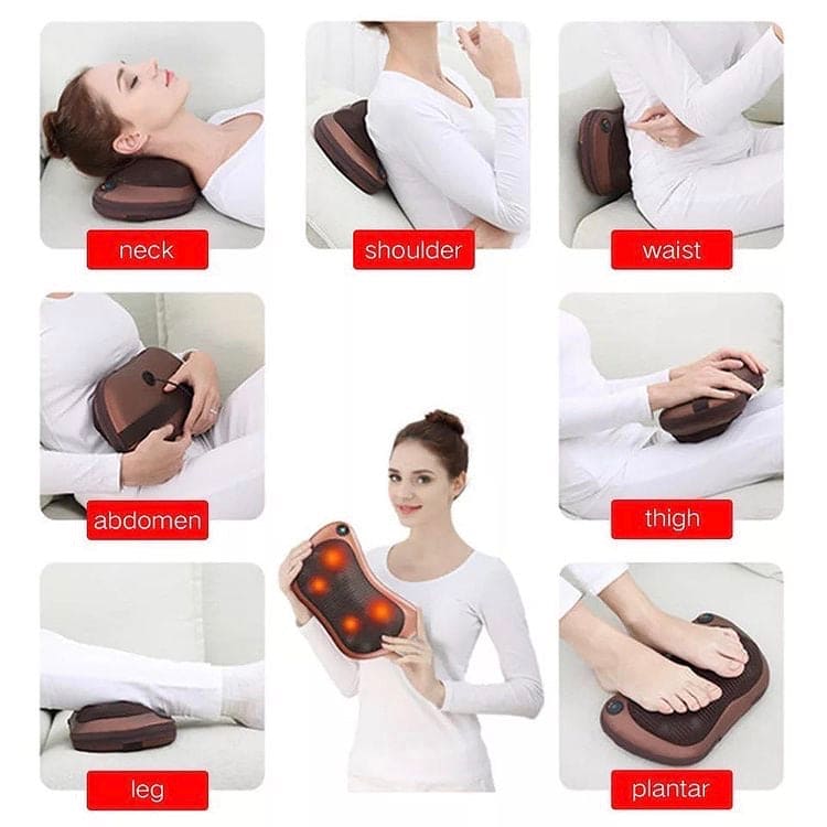 Multifunctional Electric Body Massager Pillow with Heat – Deep Tissue Kneading, 4 Massage Heads for Back, Neck & Shoulder Pain Relief - Get deals pk