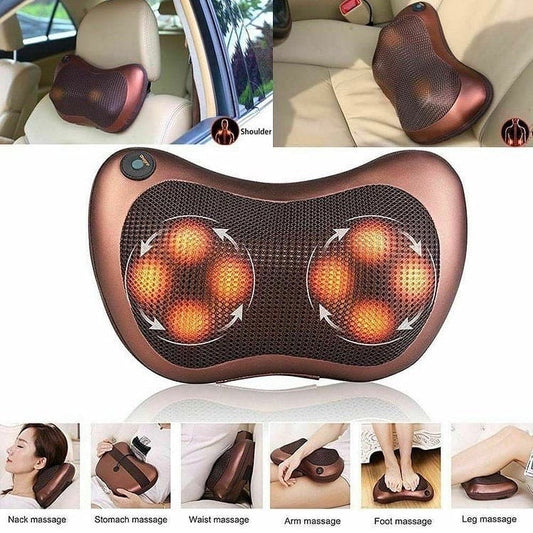 Multifunctional Electric Body Massager Pillow with Heat – Deep Tissue Kneading, 4 Massage Heads for Back, Neck & Shoulder Pain Relief -  Get deals pk