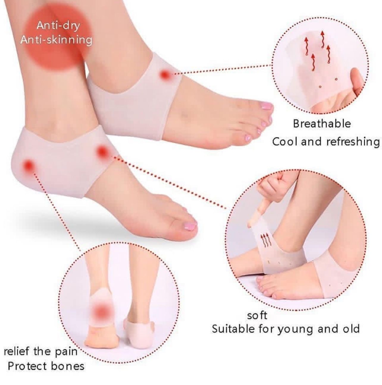 Silicone Gel Moisturising Insoles, Anti cracking Heel Protector, Pain Relief Heel Shoe Accessories, Unisex Orthopedic Arch Support Heel Cushion -  Get deals pk