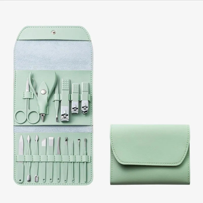 16 PCS Premium Stainless Steel Manicure & Pedicure Grooming Kit with Leather Case -  Get deals pk