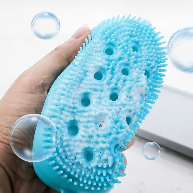 Silicone Bath Scrubber with Built-in Soap – Gentle Cleaning & Massage Brush -  Get deals pk