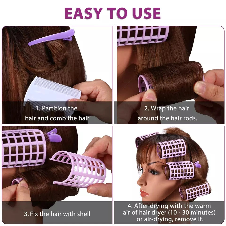 Pack of 6 Large Self-Grip Hair Rollers – Easy DIY Curlers for Straight Hair -  Get deals pk