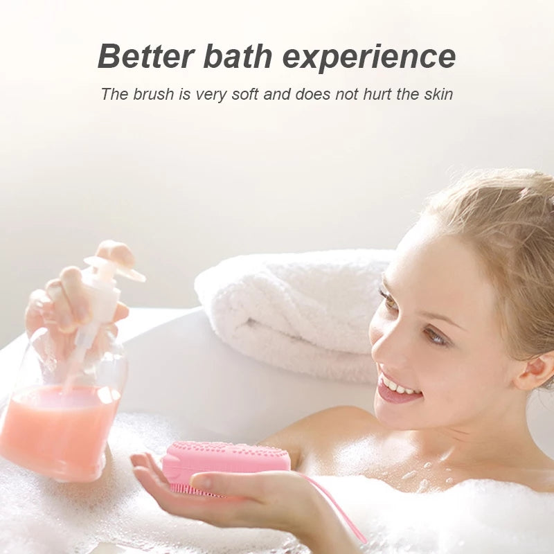 Silicone Bath Scrubber with Built-in Soap – Gentle Cleaning & Massage Brush -  Get deals pk