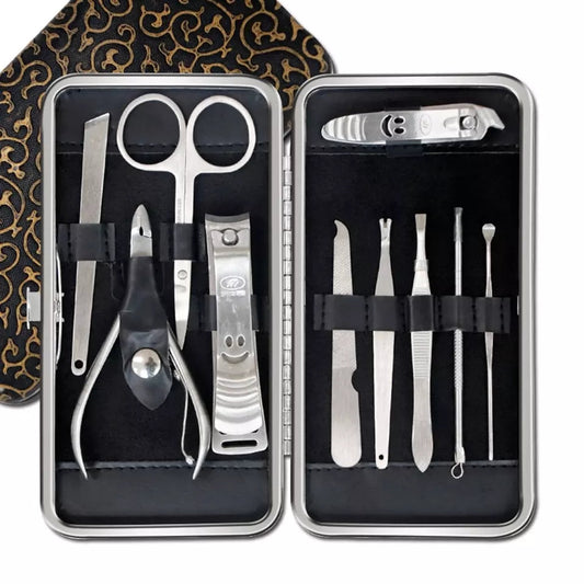 10 in 1 Stainless Steel Nail Clippers Set with Leather Case -  Get deals pk