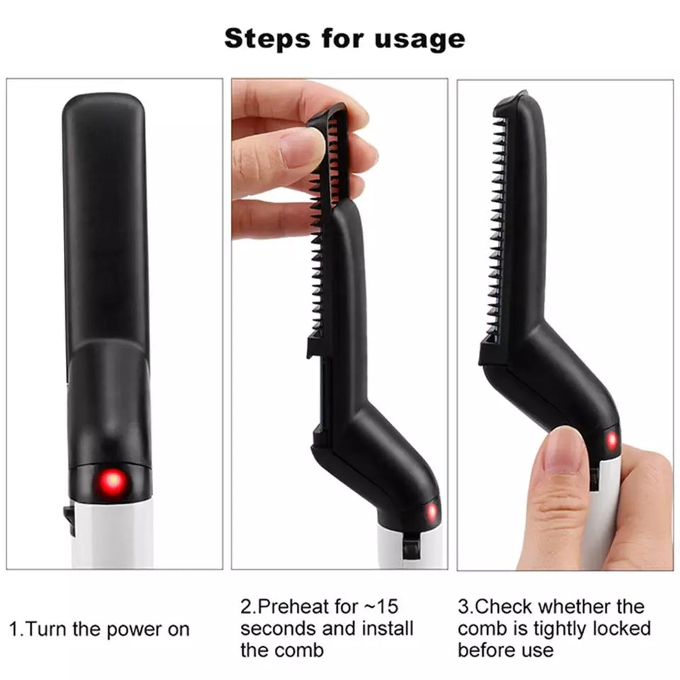 Hair & Beard Straightener Modeling Comb – Quick Heat Styling Brush for Men -  Get deals pk