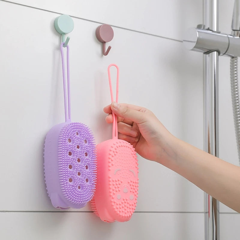 Silicone Bath Scrubber with Built-in Soap – Gentle Cleaning & Massage Brush -  Get deals pk