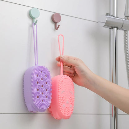 Silicone Bath Scrubber with Built-in Soap – Gentle Cleaning & Massage Brush -  Get deals pk