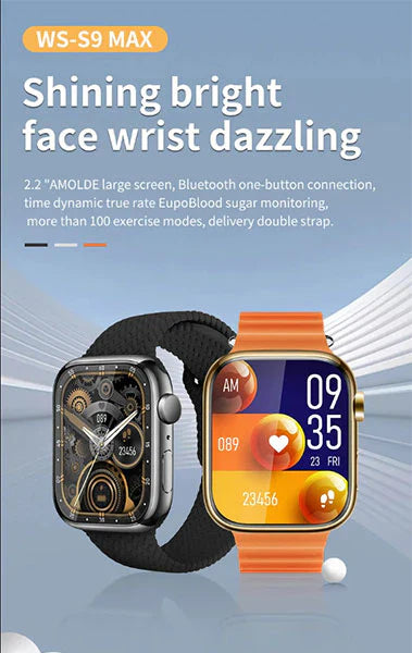WS-S9 MAX AMOLED Smartwatch – 2 Straps Included, HD Display & Fitness Tracker -  Get deals pk