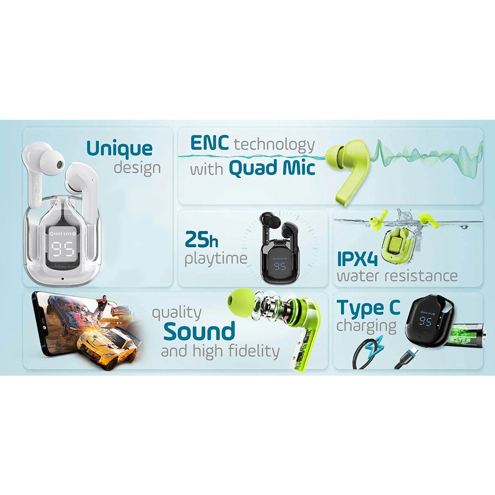 Ultra-Pods LED Display Wireless Earbuds – Bluetooth 5.3 with Charging Case -  Get deals pk
