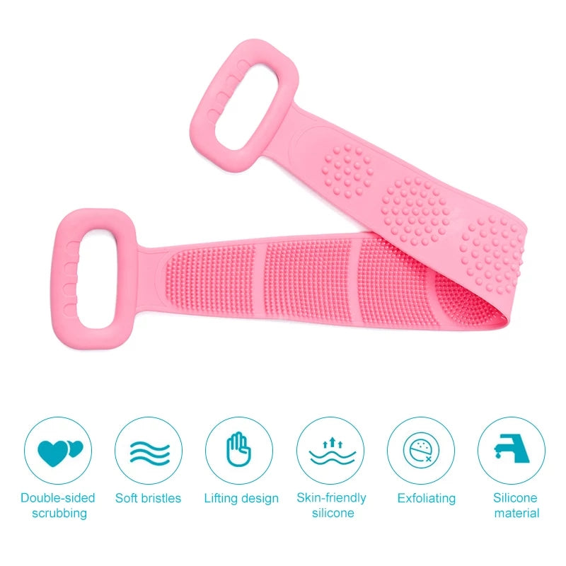 Silicone Back Scrubber – Dual-Sided Exfoliating Strap for Shower & Bath -  Get deals pk