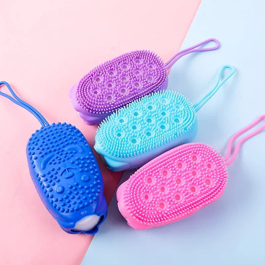 Silicone Bath Scrubber with Built-in Soap – Gentle Cleaning & Massage Brush -  Get deals pk