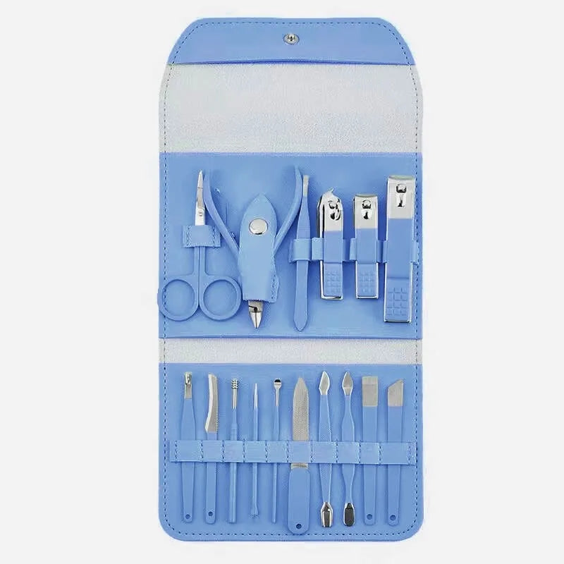 16 PCS Premium Stainless Steel Manicure & Pedicure Grooming Kit with Leather Case -  Get deals pk