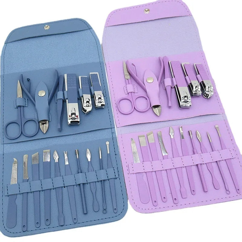 16 PCS Premium Stainless Steel Manicure & Pedicure Grooming Kit with Leather Case -  Get deals pk