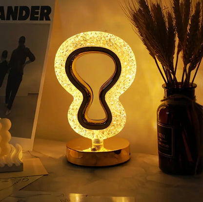 Halogen Decorated Crystal Table Lamp, Acrylic Border Bedside Night Light, Elegant Nightstand Lamp -  Get deals pk