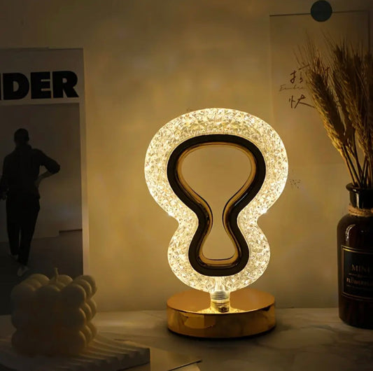 Halogen Decorated Crystal Table Lamp, Acrylic Border Bedside Night Light, Elegant Nightstand Lamp -  Get deals pk