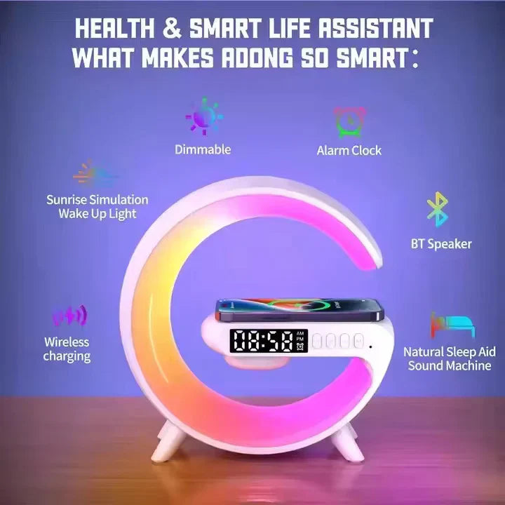 Mini G Type Wireless Charging Alarm Clock & Lamp -  Get deals pk
