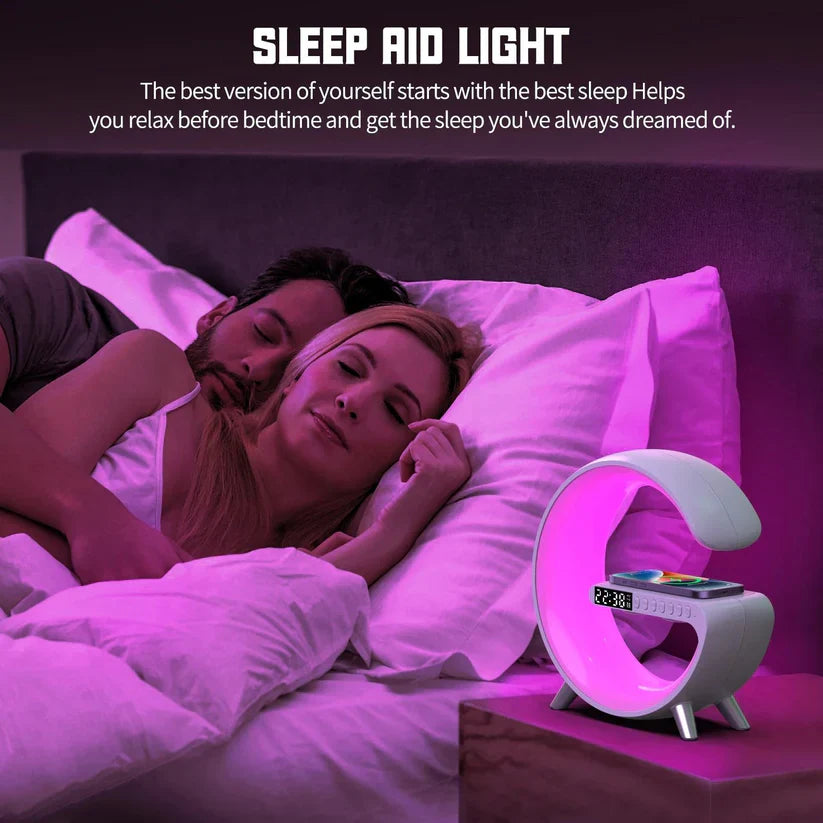 Mini G Type Wireless Charging Alarm Clock & Lamp -  Get deals pk