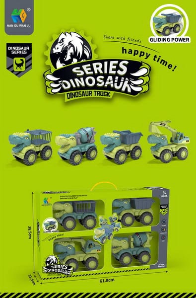 4-Piece Free Wheel Dino Truck Set – Dinosaur Transport Vehicles for Kids -  Get deals pk