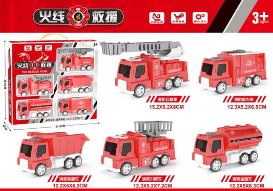 6-Wheeler Pull Back Fire Truck Set – Emergency Rescue Vehicle Toy for Kids -  Get deals pk