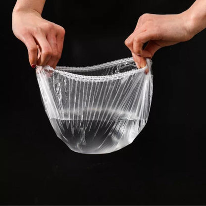 Set of 100 Plastic Stretchable Bowl Covers – Disposable Food Storage Wraps for Plates & Bowls