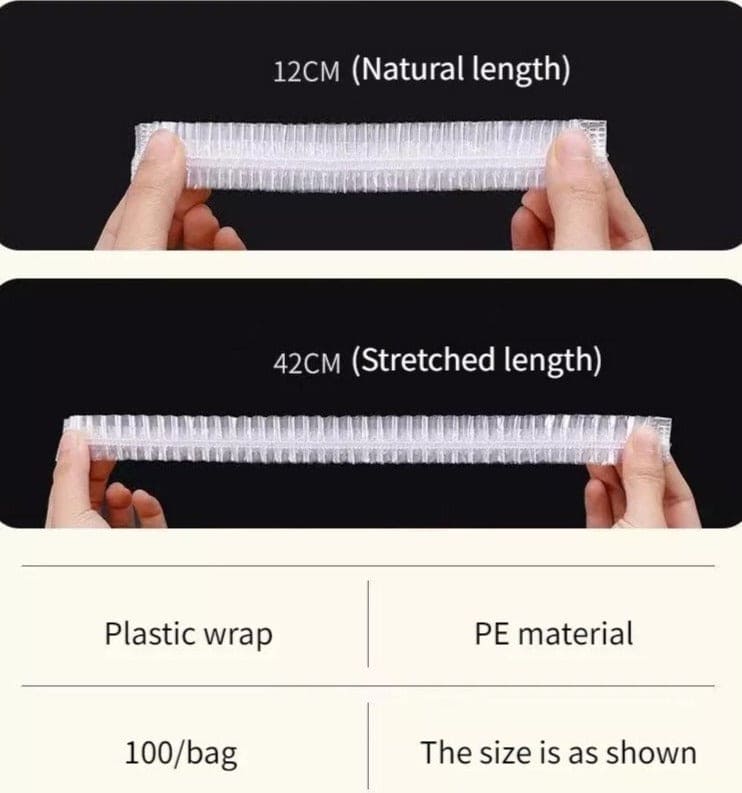 Set of 100 Plastic Stretchable Bowl Covers – Disposable Food Storage Wraps for Plates & Bowls