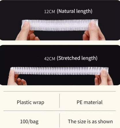 Set of 100 Plastic Stretchable Bowl Covers – Disposable Food Storage Wraps for Plates & Bowls