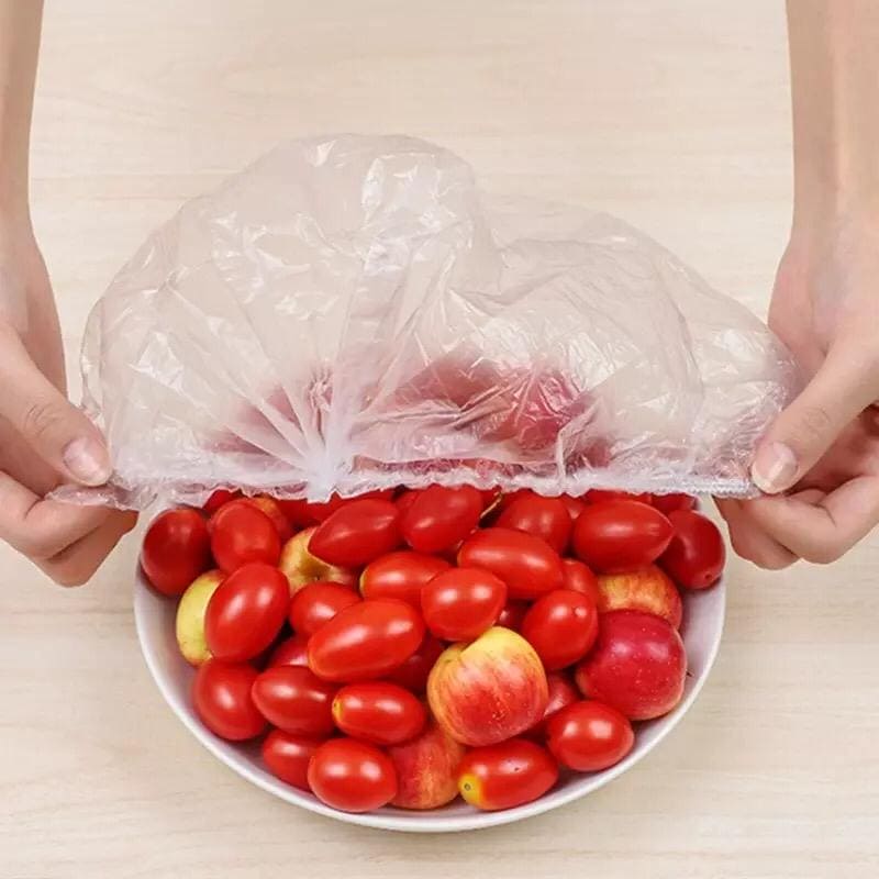 Set of 100 Plastic Stretchable Bowl Covers – Disposable Food Storage Wraps for Plates & Bowls