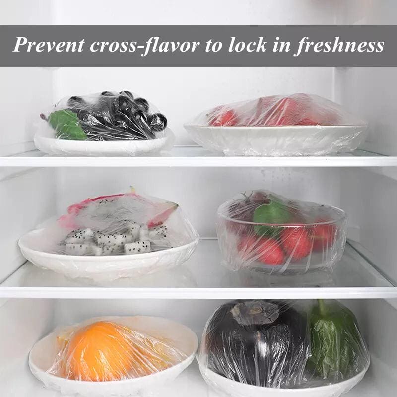 Set of 100 Plastic Stretchable Bowl Covers – Disposable Food Storage Wraps for Plates & Bowls