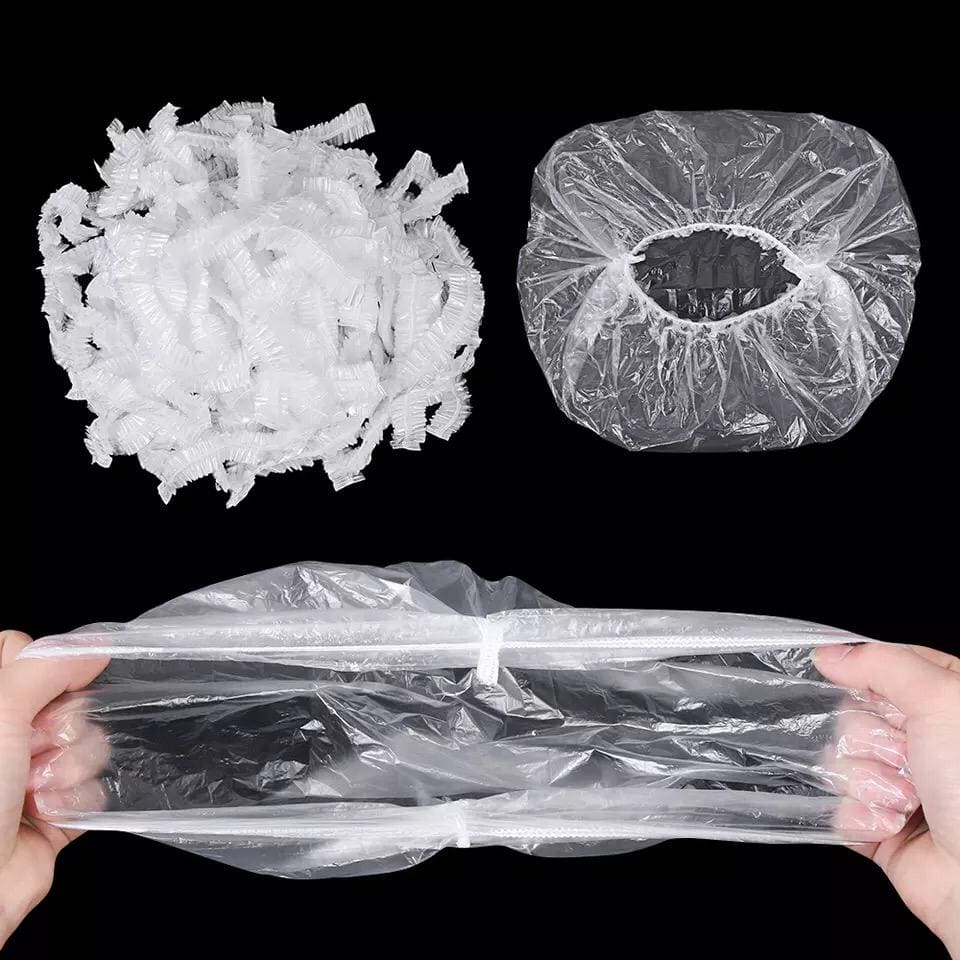 Set of 100 Plastic Stretchable Bowl Covers – Disposable Food Storage Wraps for Plates & Bowls