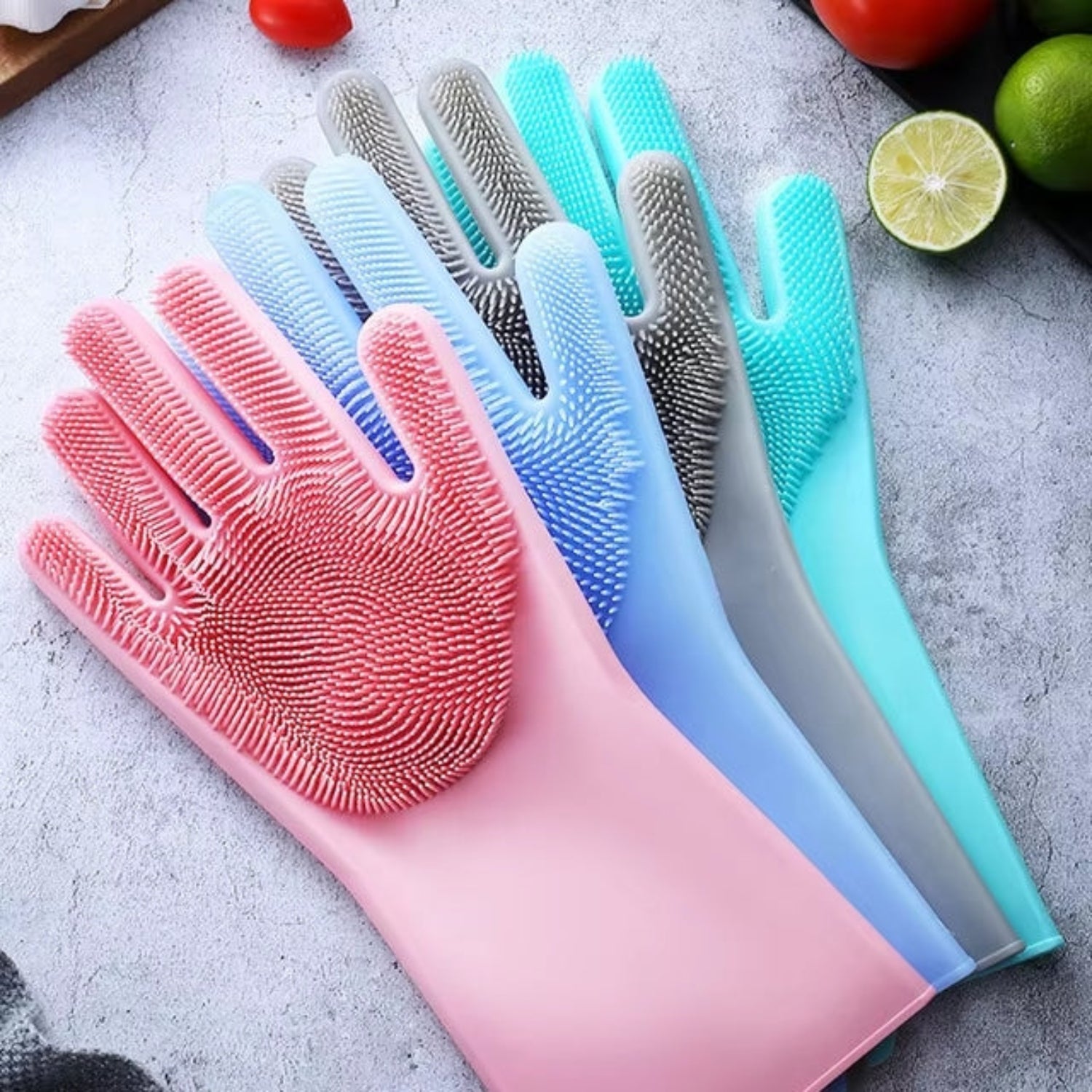 Silicone Dish Washing Gloves Non-Slip Waterproof Kitchen Gloves Pakistan

