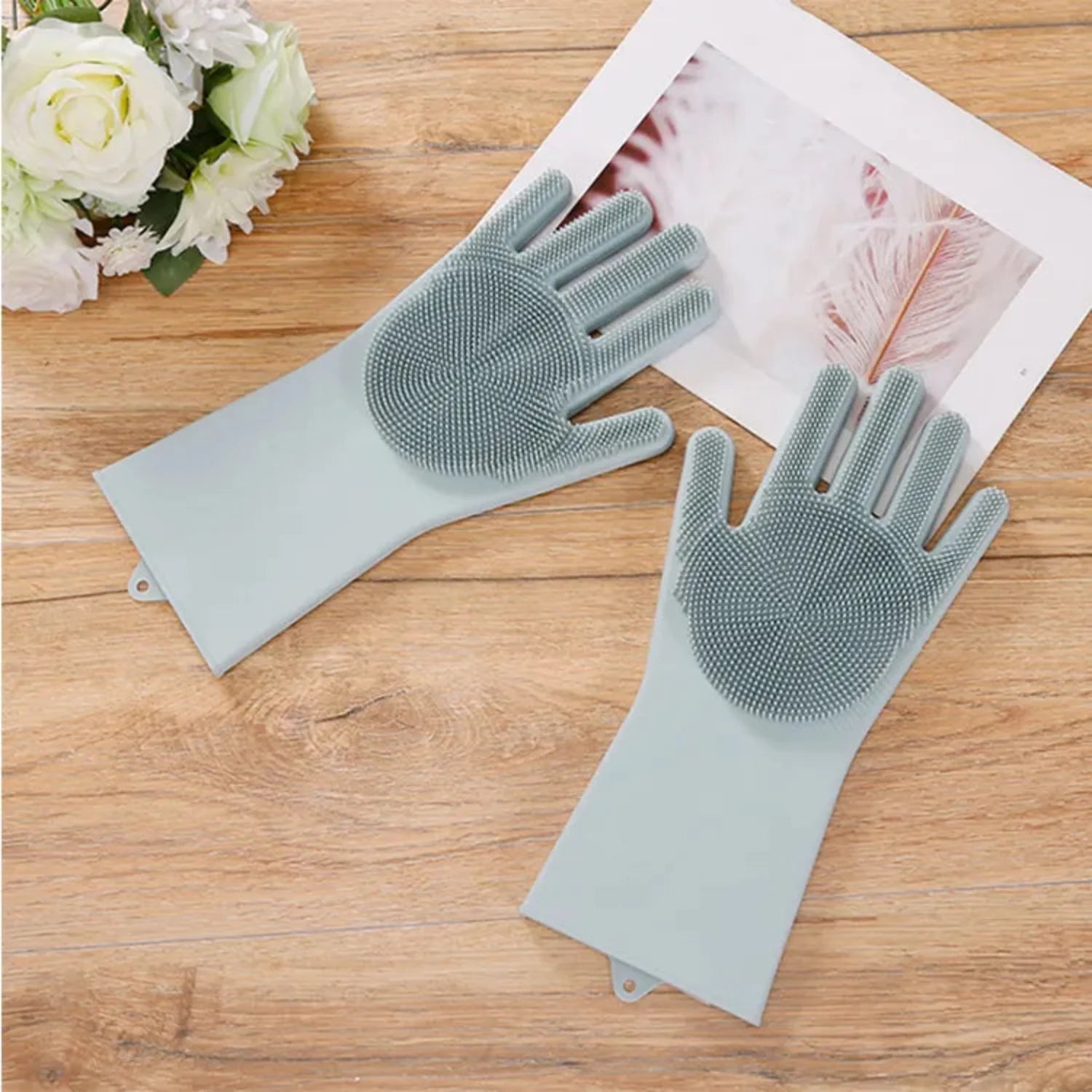 Silicone Dish Washing Gloves Non-Slip Waterproof Kitchen Gloves Pakistan

