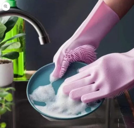 Silicone Dish Washing Gloves Non-Slip Waterproof Kitchen Gloves Pakistan

