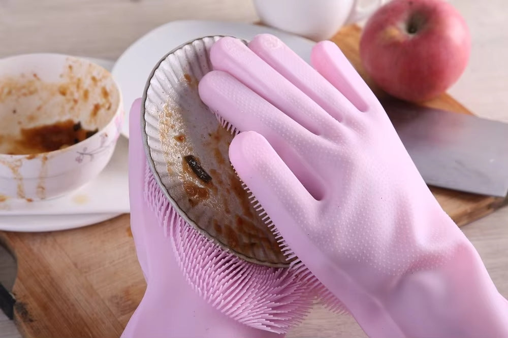 Silicone Dish Washing Gloves Non-Slip Waterproof Kitchen Gloves Pakistan

