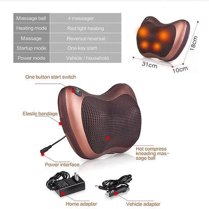 Multifunctional Electric Body Massager Pillow with Heat – Deep Tissue Kneading, 4 Massage Heads for Back, Neck & Shoulder Pain Relief -  Get deals pk