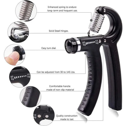Adjustable Hand Gripper Strengthener – R-Type Spring Grip, Wrist & Forearm Exerciser for Muscle Building, Rehab & Fitness Training -  Get deals pk