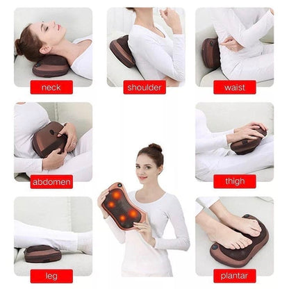 Multifunctional Electric Body Massager Pillow with Heat – Deep Tissue Kneading, 4 Massage Heads for Back, Neck & Shoulder Pain Relief -  Get deals pk